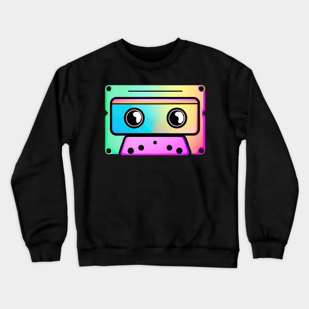 Retro Casette Cute Kawaii Retro 1980s Colorful Crewneck Sweatshirt by BetterManufaktur